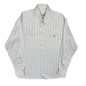 Lacoste Dress Shirt Made in France Striped Cotton Button Down 15 1/2 Medium
